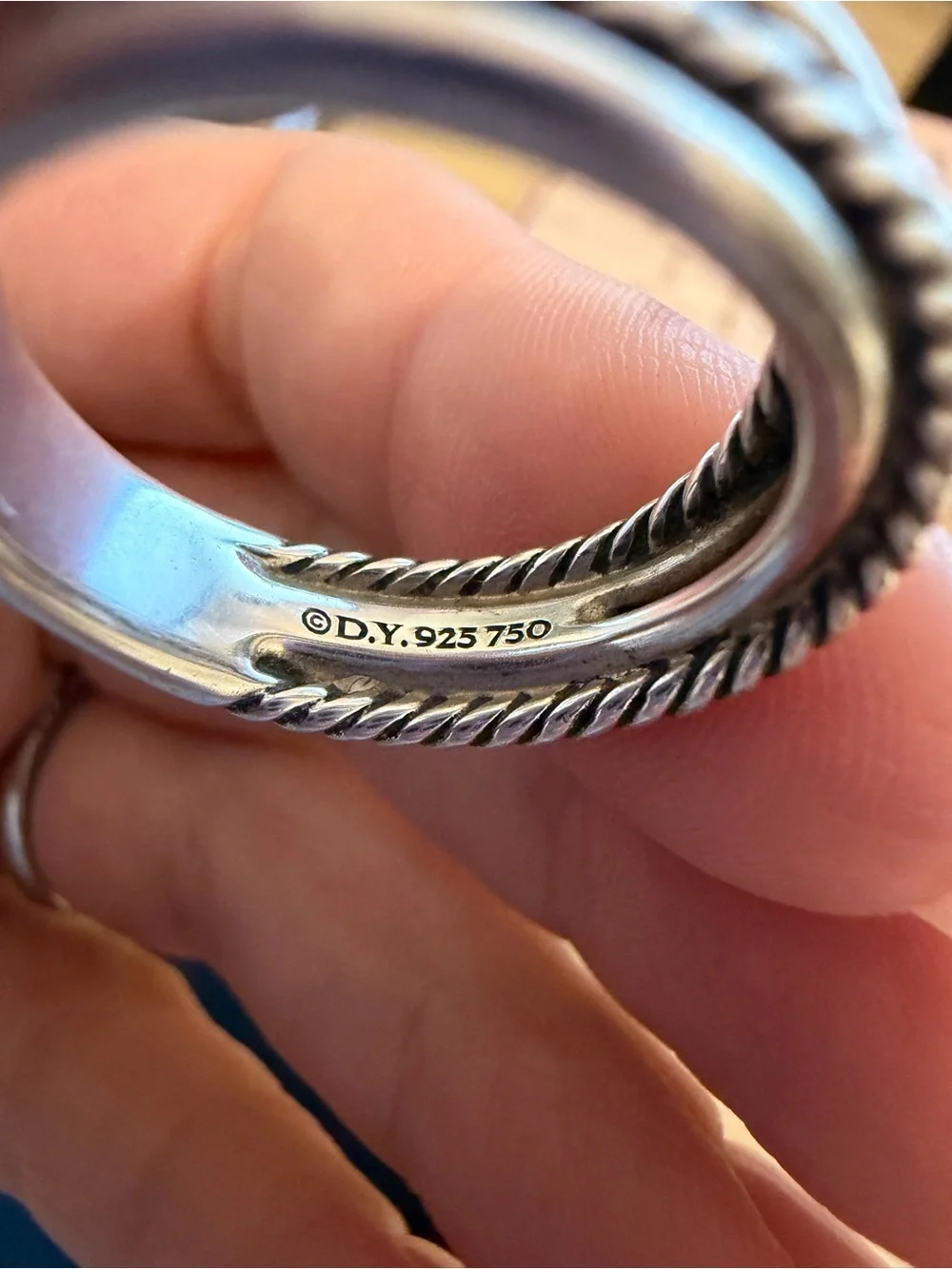 David Yurman Silver Rope Stack Ring with Gold Knot Accent